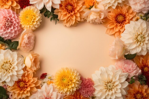 Ghirlanda di fiori decorata con spazio per messaggio personalizzato Vista dall'alto