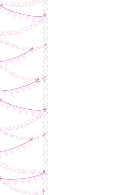 Ghirlande di Natale confine di cornice acquerello disegnato a mano illustrazione di stringa di perle isolate su sfondo bianco Può essere utilizzato per cartoline postali invito scrapbook e altri prodotti stampati