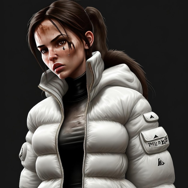 giacca bianca guerriero donna sfondo grigio