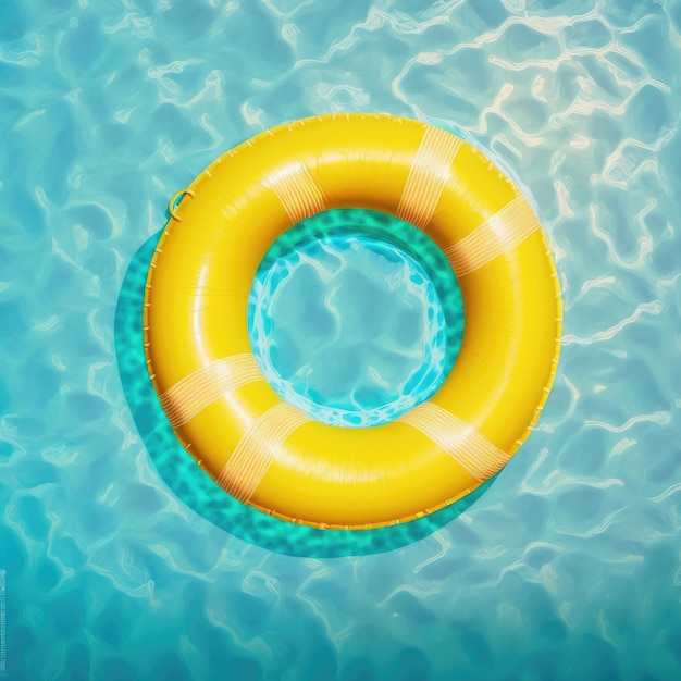 Giallo Pool Ring galleggiante illustrazione AI generativa