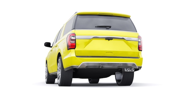 Giallo Premium Family SUV isolato su sfondo bianco rendering 3d