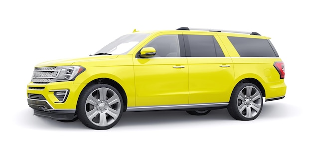 Giallo Premium Family SUV isolato su sfondo bianco rendering 3d