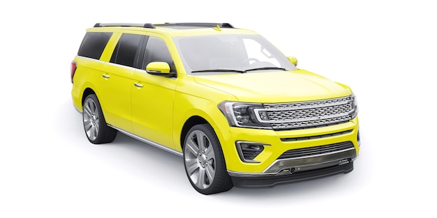 Giallo Premium Family SUV isolato su sfondo bianco rendering 3d