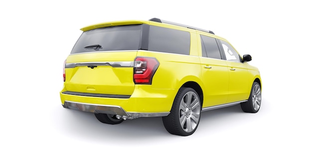 Giallo Premium Family SUV isolato su sfondo bianco rendering 3d