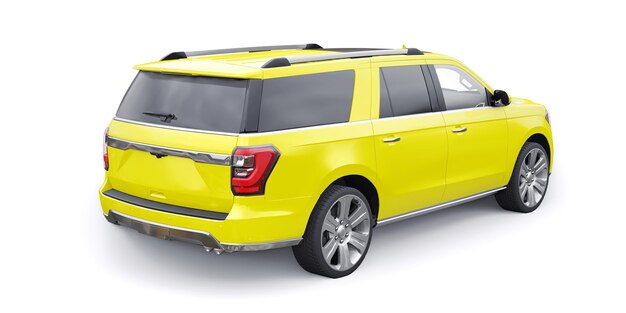 Giallo Premium Family SUV isolato su sfondo bianco rendering 3d