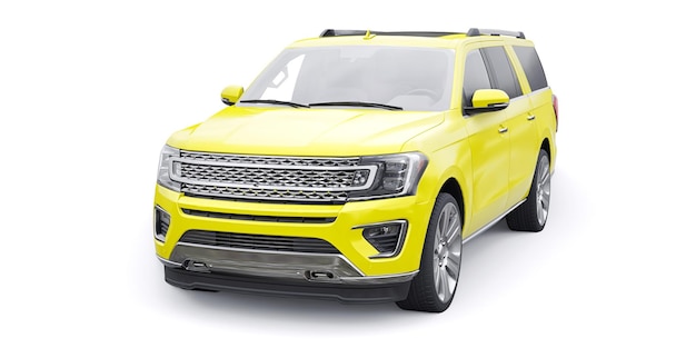 Giallo Premium Family SUV isolato su sfondo bianco rendering 3d