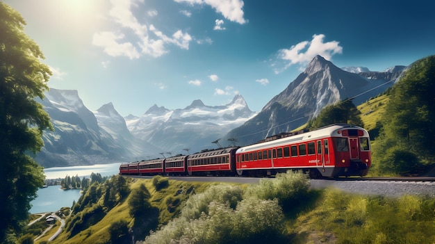 giappone treno panoramico giappone paesaggio illuminazione cinematografica soleggiato cielo blu