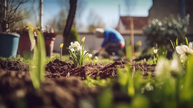 Giardinaggio primaverile Illustrazione AI GenerativexD