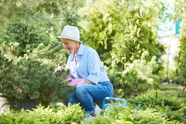 Giardinaggio senior della donna