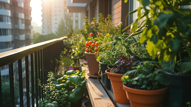 Giardinaggio urbano in un balcone cittadino