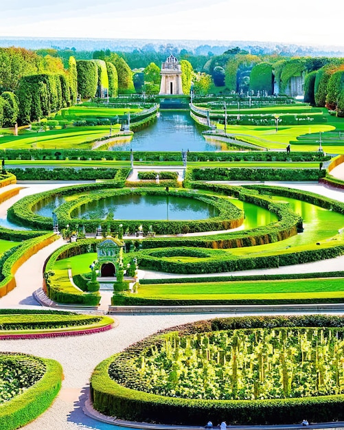 Giardini di Versailles, oasi verdi dei giardini del palazzo con le loro labirintiche fontane e sculture
