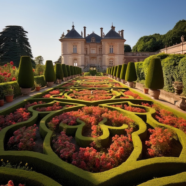 Giardini reali con siepi curate e fiori vivaci