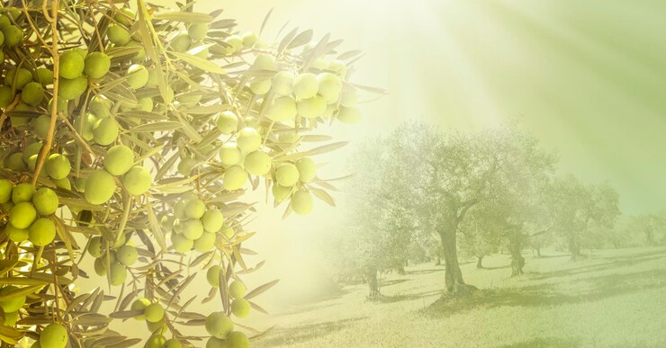 Giardino degli ulivi Campo di ulivi mediterranei pronto per la raccolta