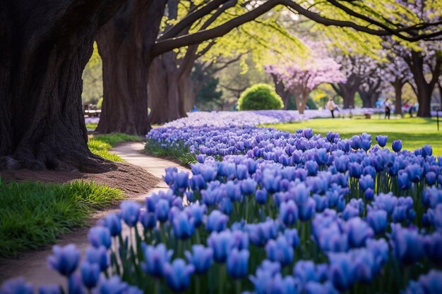 giardino di tulipani blu