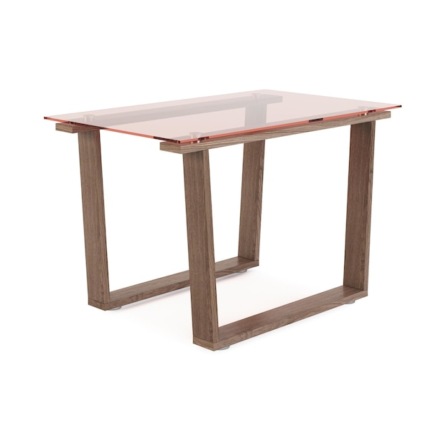 Giardino, mobili da esterno isolati su sfondo bianco. Tavolino in legno. Tracciato di ritaglio incluso. Rendering 3D.