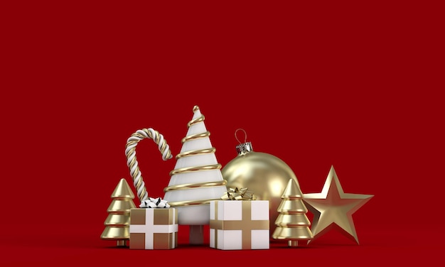 Gifs e decorazioni natalizie natalizie in oro e alberi bianchi rendono
