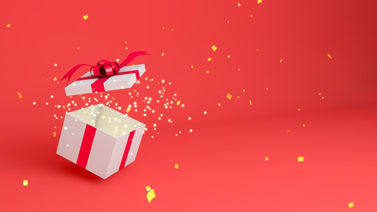 Gift box red background 3d