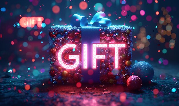 Gift Text con un effetto esplosivo e decorativo Serif Font Creative Decor Live Stream Background