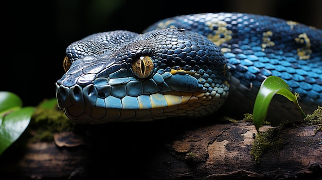 Gigante Python ciano appoggiato su tela