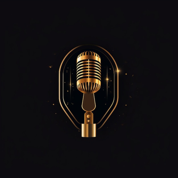 Gilded Sound Un logo di microfono vettoriale minimalista su sfondo nero