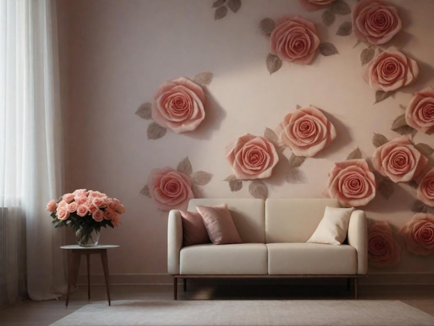 Gioca con l'illuminazione per creare un effetto ombra di rose sul muro Questo può aggiungere un tocco sottile e artistico allo sfondo