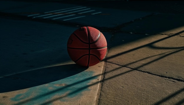 Giocare a basket sotto la luce solare estiva generata dall'IA