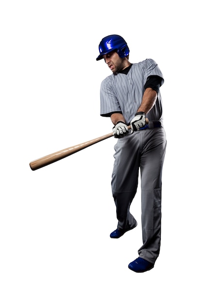 Giocatore di baseball in uniforme blu