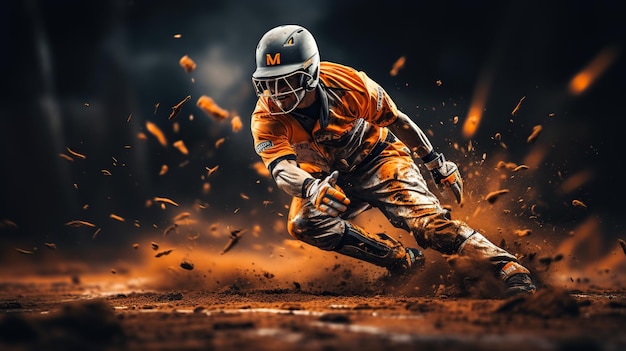 Giocatore di baseball professionista in azione sull'intelligenza artificiale generativa della Grand Arena