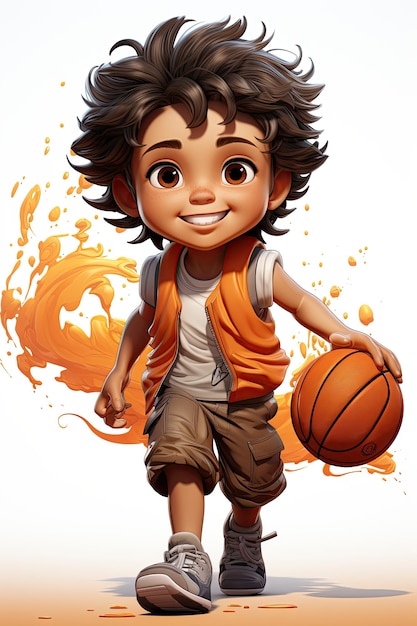Giocatore di basket caucasico dell'adolescente con una palla su uno sfondo bianco isolato