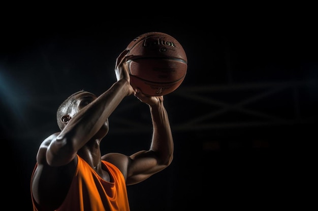 giocatore di basket che indossa un abito arancione con la parola " su di esso.