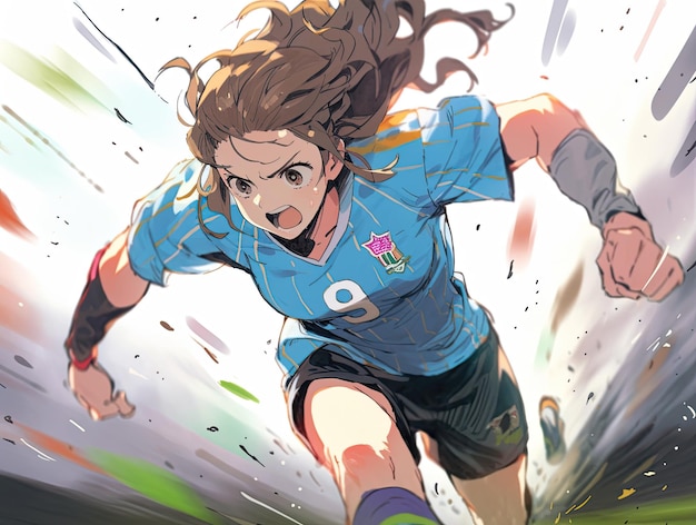 Giocatore di calcio femminile anime Esecuzione di stile manga