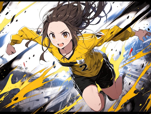 Giocatore di calcio femminile anime Esecuzione di stile manga