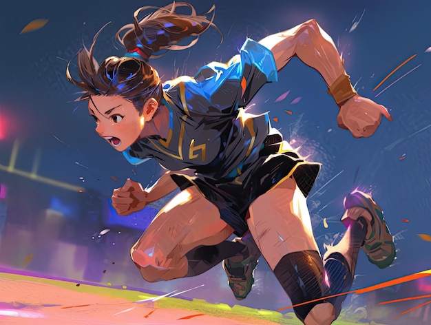 Giocatore di calcio femminile anime Esecuzione di stile manga