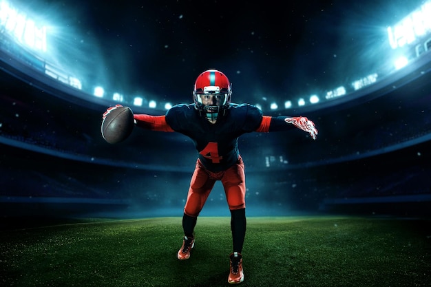 Giocatore di football americano sullo stadio