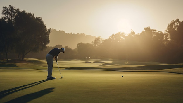 Giocatore di golf Arafed affonda il putt perfetto sull'IA generativa verde