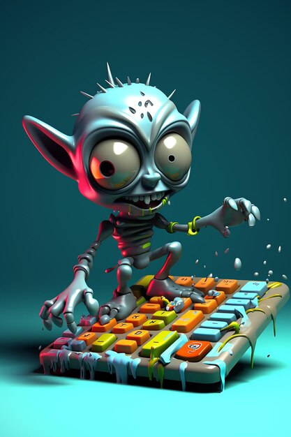giocatore di personaggi strani con tastiera