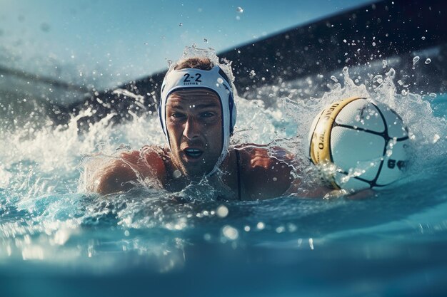 Giocatore di polo acquatico in azione