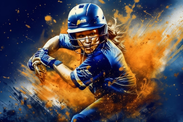 Giocatore di softball in azione