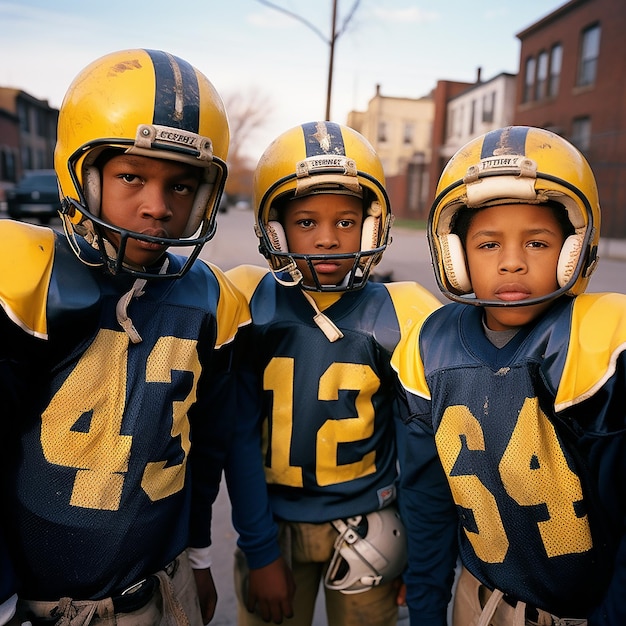 Giocatori di football americano in uniforme