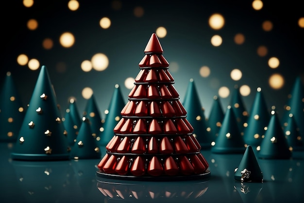 Giocattoli dell'albero di Natale in piedi sul tavolo lucido