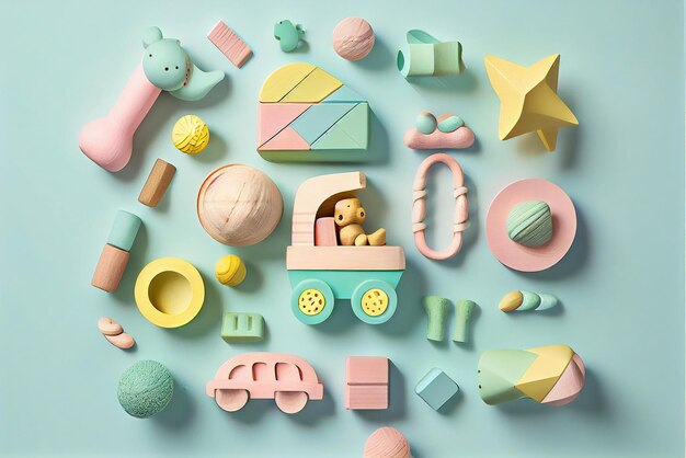giocattoli in blocco di legno di colore pastello per bambini