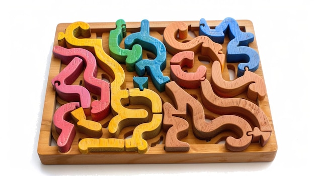 Giocattolo di puzzle di legno colorato per lo sviluppo cognitivo dei bambini