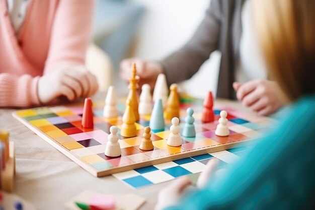 Giochi di famiglia a casa con un colorato gioco da tavolo