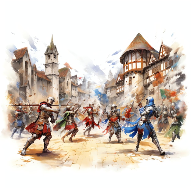Giochi di torneo medievali Fantasia ad acquerello medievale