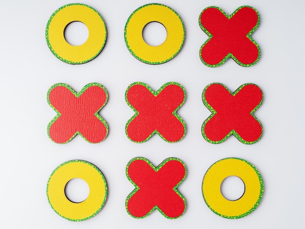 Gioco da tavolo tictactoe Tic Tac Toe gioco Croci vincono Vista dall'alto