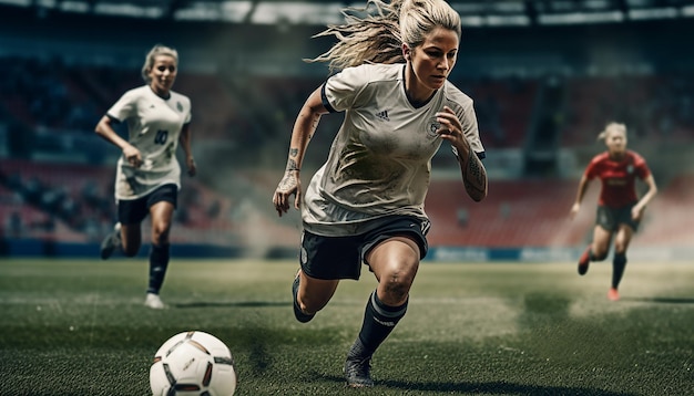 Gioco di calcio femminile sul campo di calcio fotografia editoriale Gioco di partite di calcio