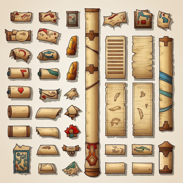 gioco di pergamena di papiro pergamena generato ai carta medievale antico manoscritto lettera antica illustrazione di gioco di pergamena di papiro pergamena