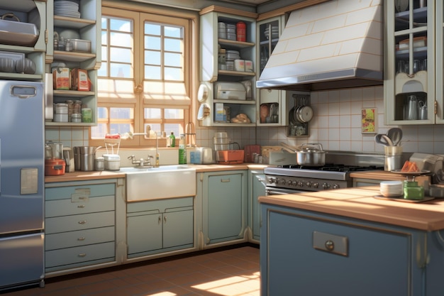 Gioco di romanzo visivo di anime per cucina all'interno Prepara il cibo Generare Ai