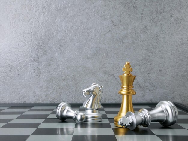 Gioco di scacchi re d'oro stand vincere re d'argento Concetti di leadership