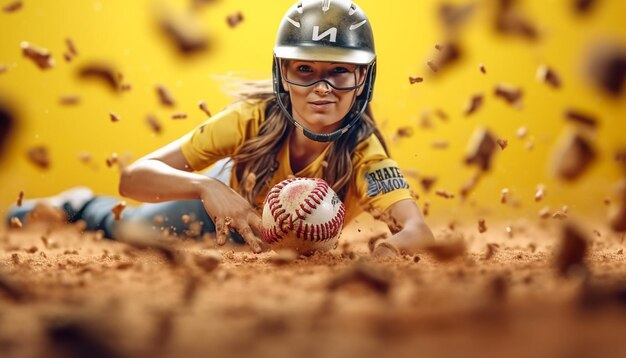 Gioco di softball sul campo photoshot Concetto di softball